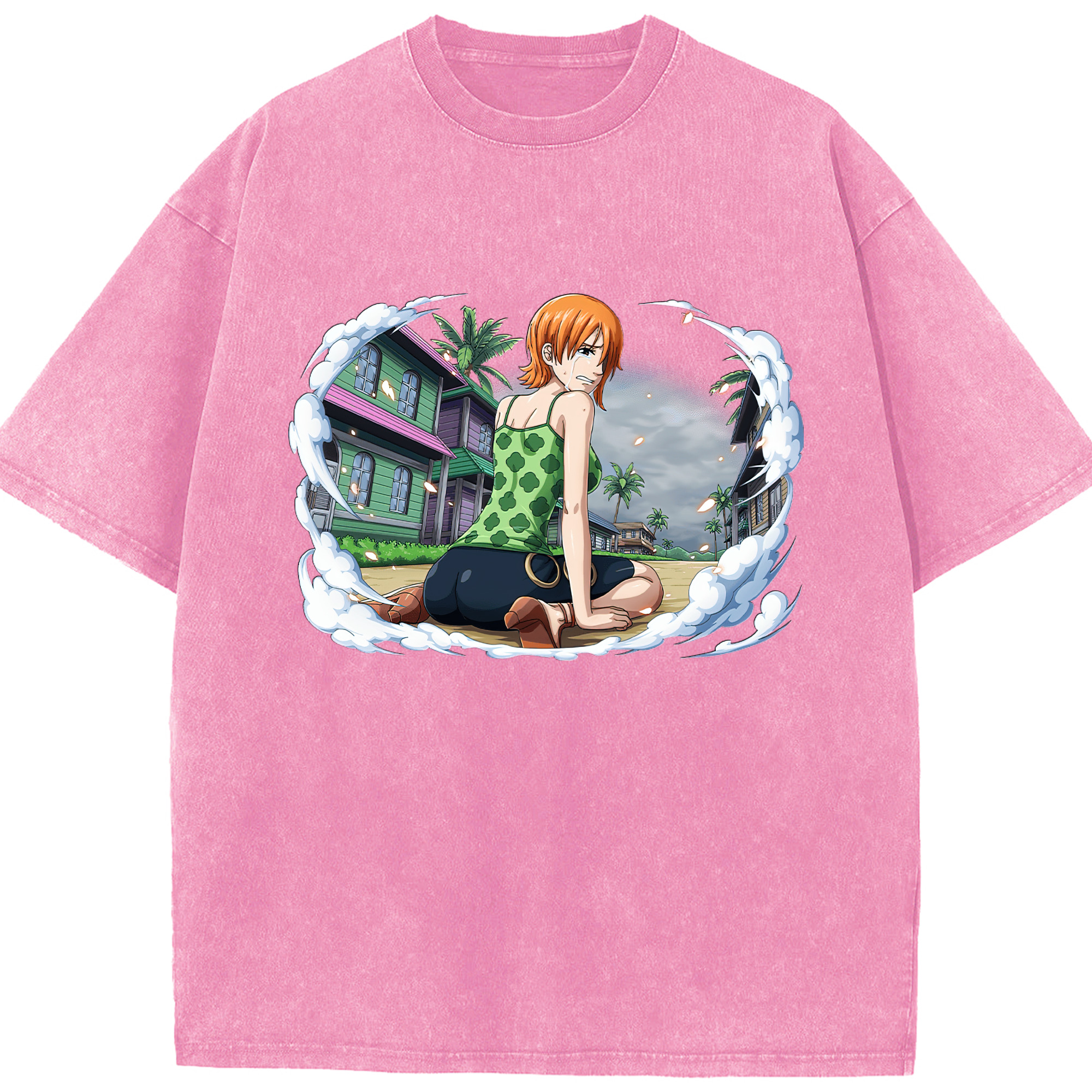 （画像用） ワンピース ナミ ONE PIECE Nami 綿100% ヴィンテージ風 半袖Tシャツ（フロントプリント）